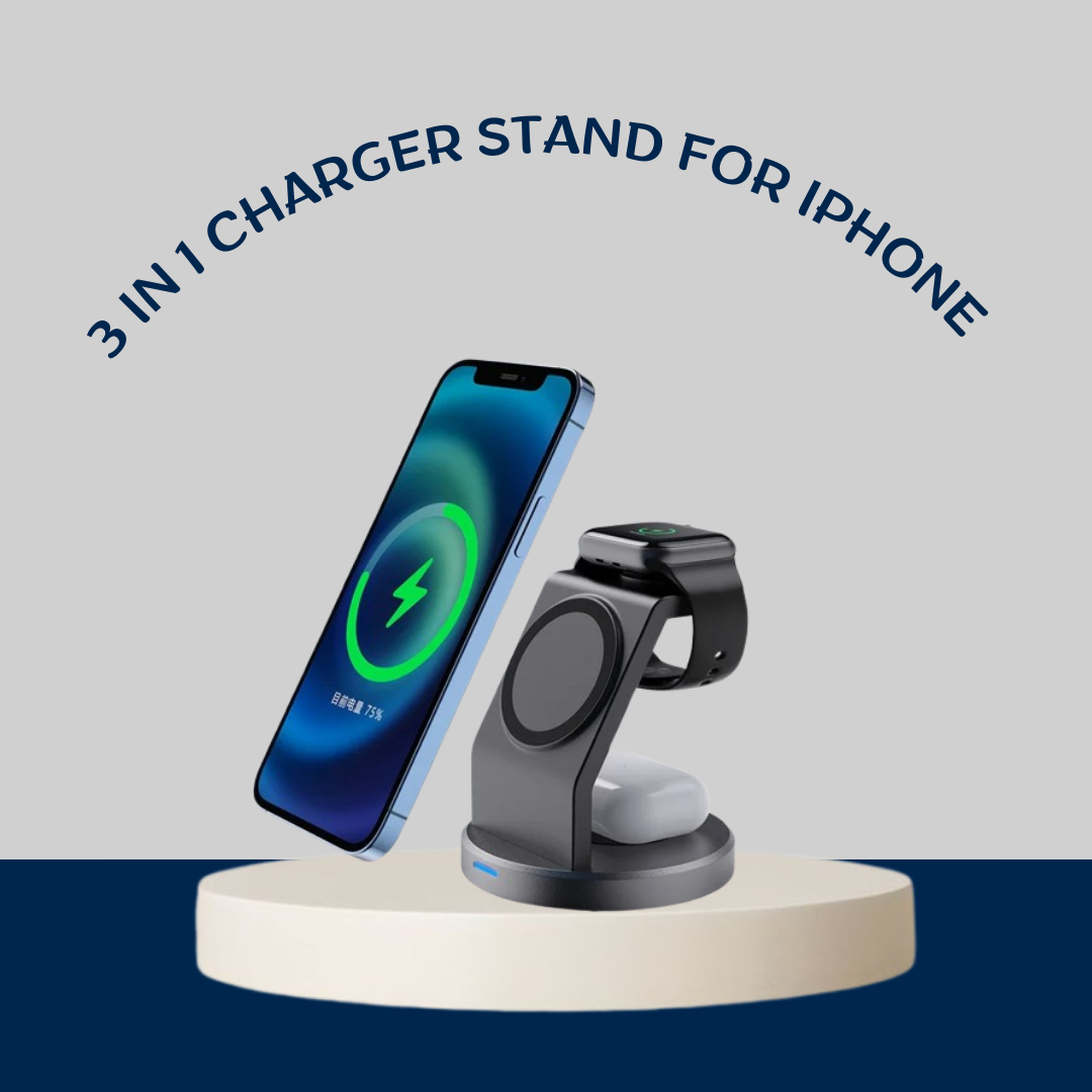3 in 1 Magnetic Wireless Charger Stand for iPhone iWatch and AirPods MagSafe Fast Charging Dock Station