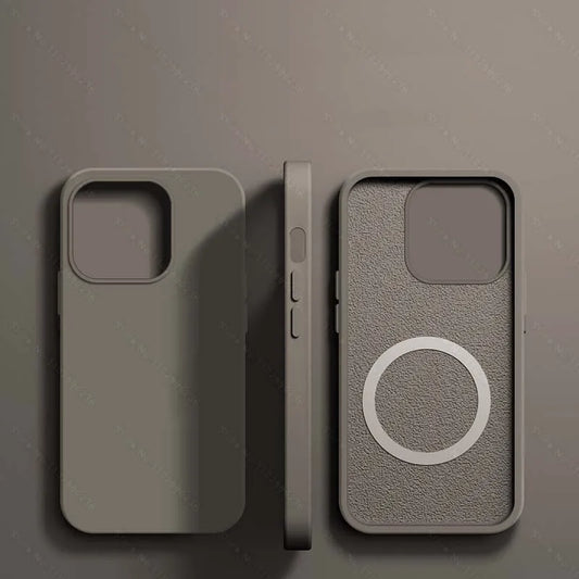 Clay Liquid Silicone Magnetic Case – Shockproof Wireless Charging Cover for iPhone 11 to 16 Series