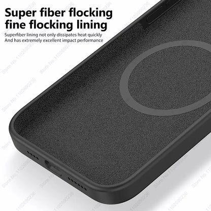 Light Blue Liquid Silicone Magnetic Case – Shockproof Wireless Charging Cover for iPhone 11 to 16 Series