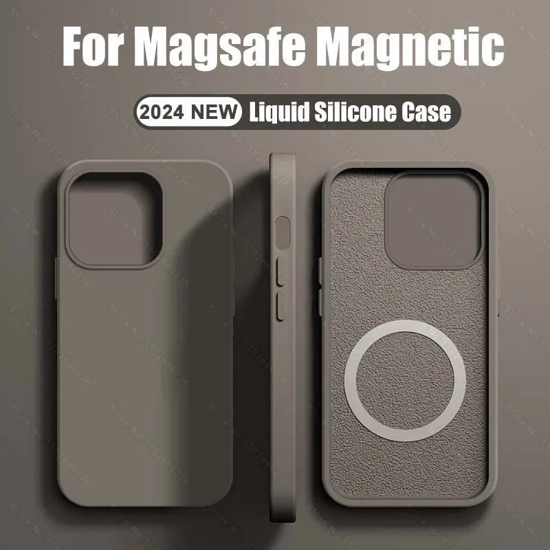 Cangling Green Liquid Silicone Magnetic Case – Shockproof Wireless Charging Cover for iPhone 11 to 16 Series
