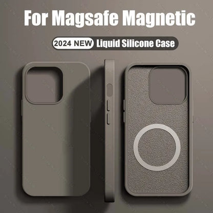 Cangling Green Liquid Silicone Magnetic Case – Shockproof Wireless Charging Cover for iPhone 11 to 16 Series