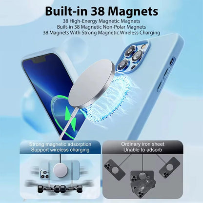 Cangling Green Liquid Silicone Magnetic Case – Shockproof Wireless Charging Cover for iPhone 11 to 16 Series